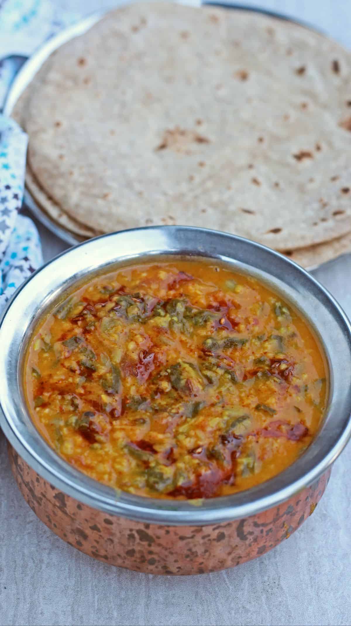 dal tadka made with beet greens