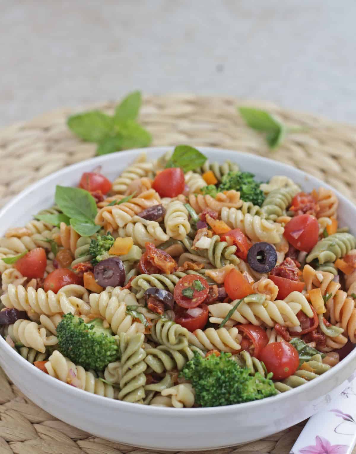pasta salad with vegetables and herb