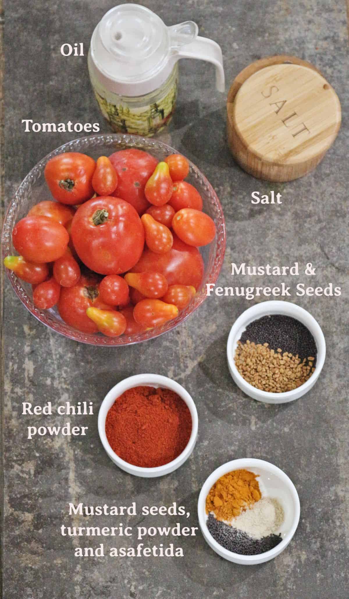 ingredients needed to make tomato thokku