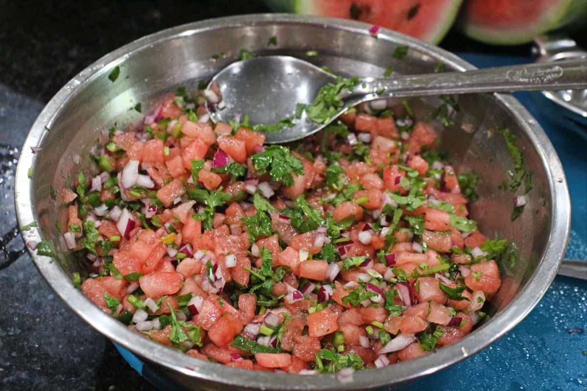 salsa mixed in a bowl