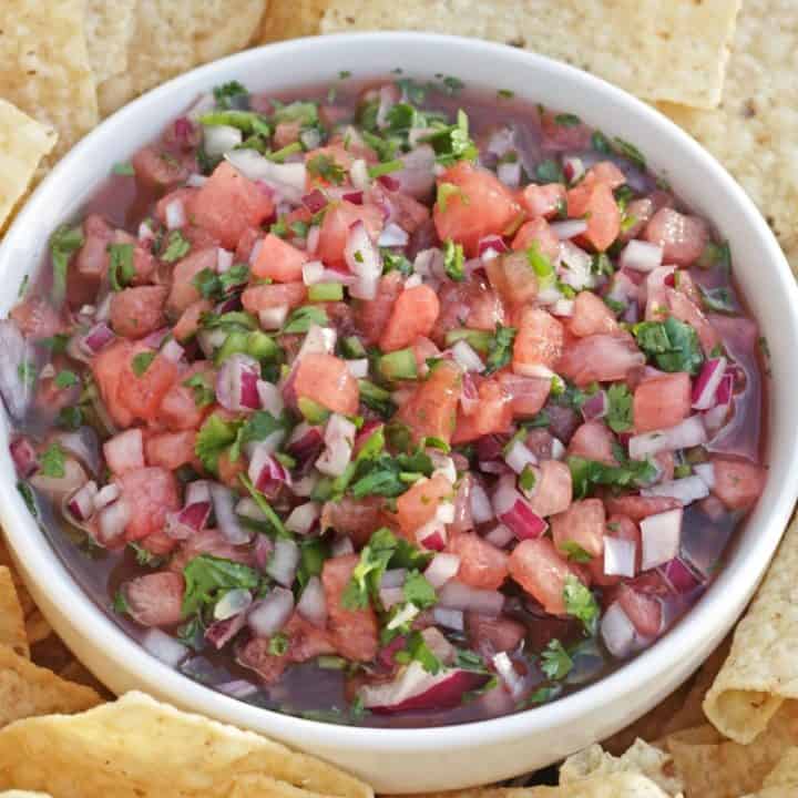 watermelon salsa with onion and cilantro