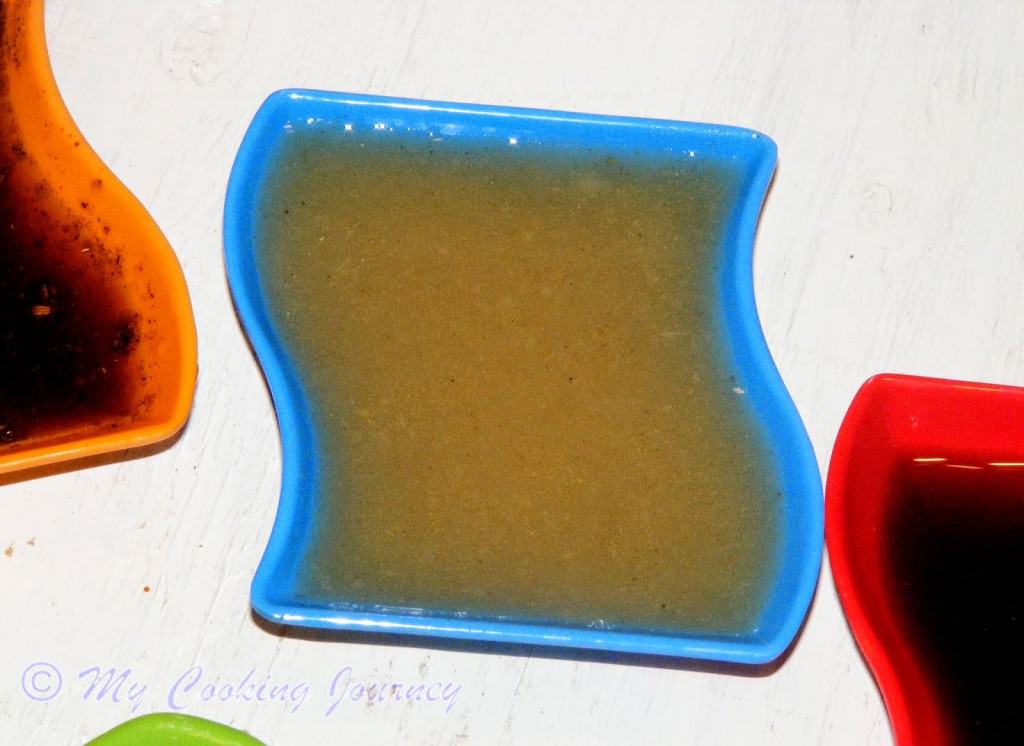 Sweet and Sour water in a  square  bowl