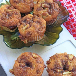 Apple Muffins With Cinnamon Apple Crumb served in a dish