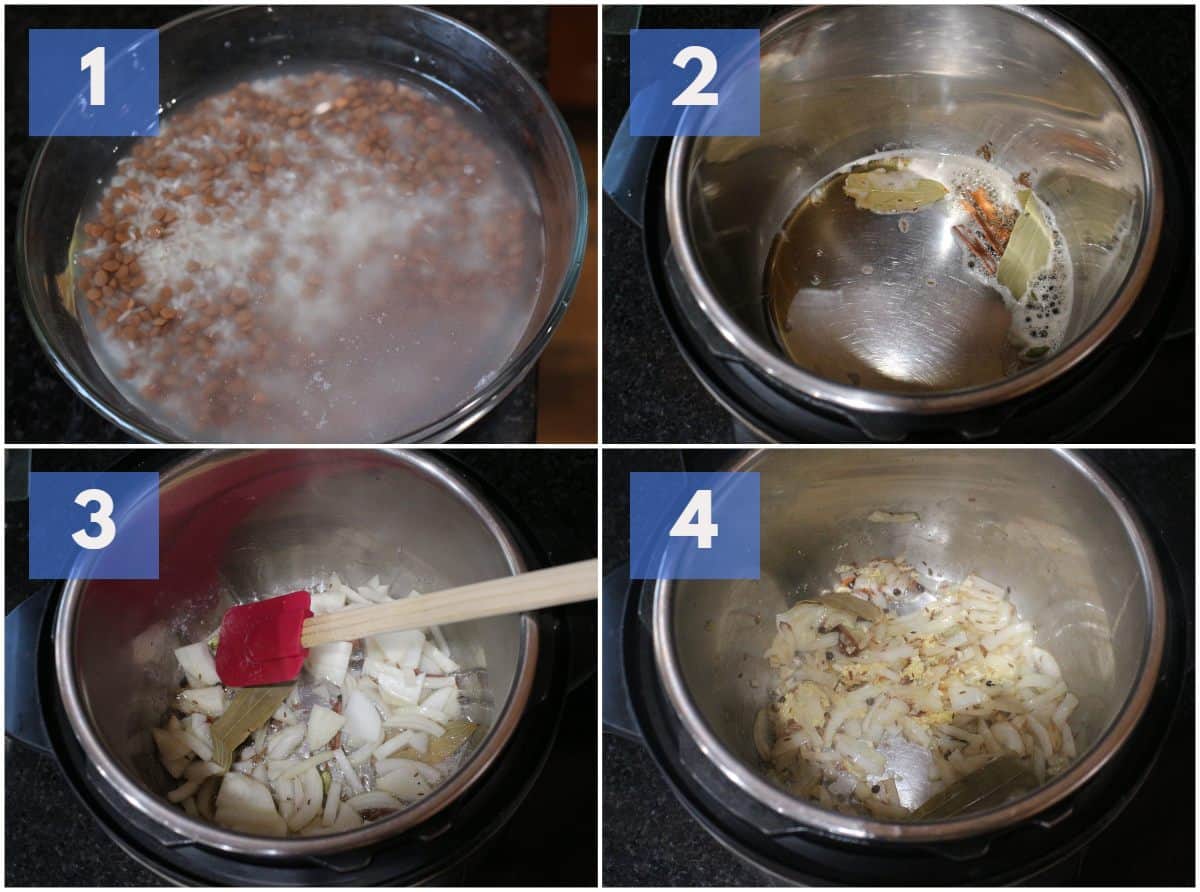 process shot to make masala khichdi in instant pot