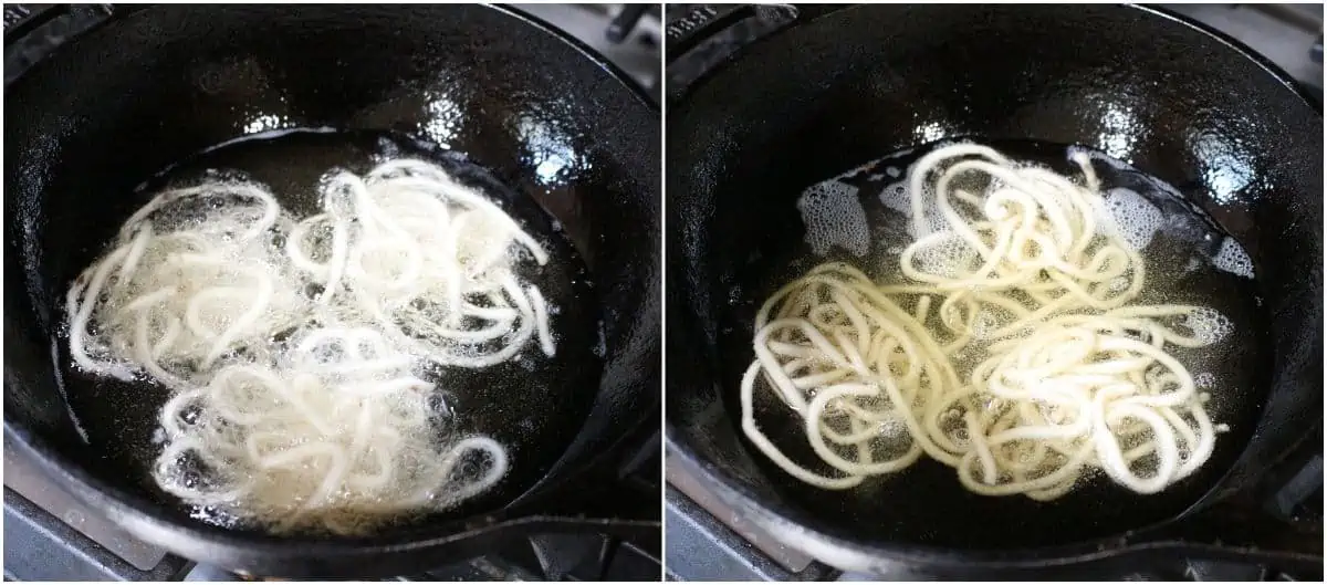 frying murukku in oil