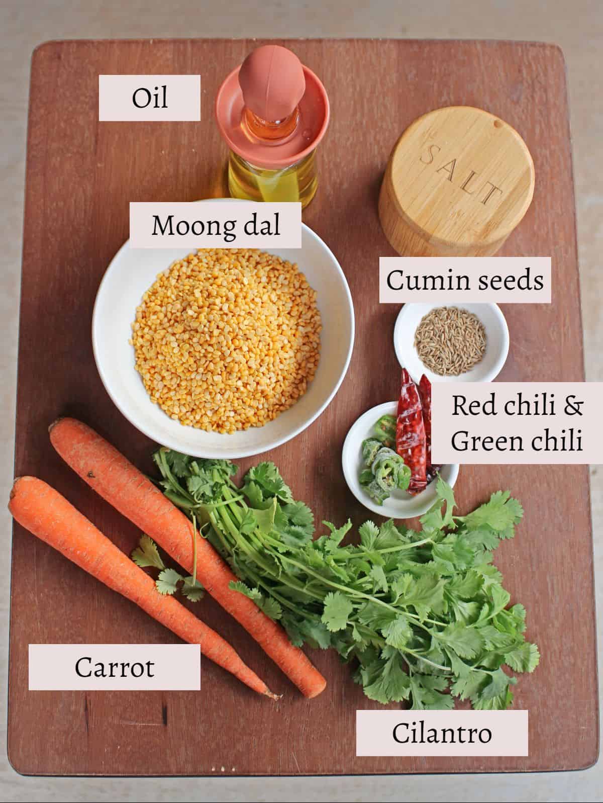 Ingredients needed to make moong cheela