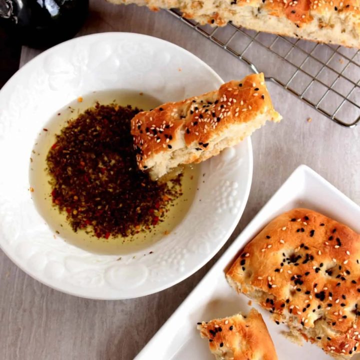 Lagana bread with Garlic and herb bread dipping oil