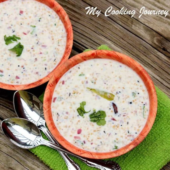 Thayir Oats in two bowls with spoons on the side - Featured Image