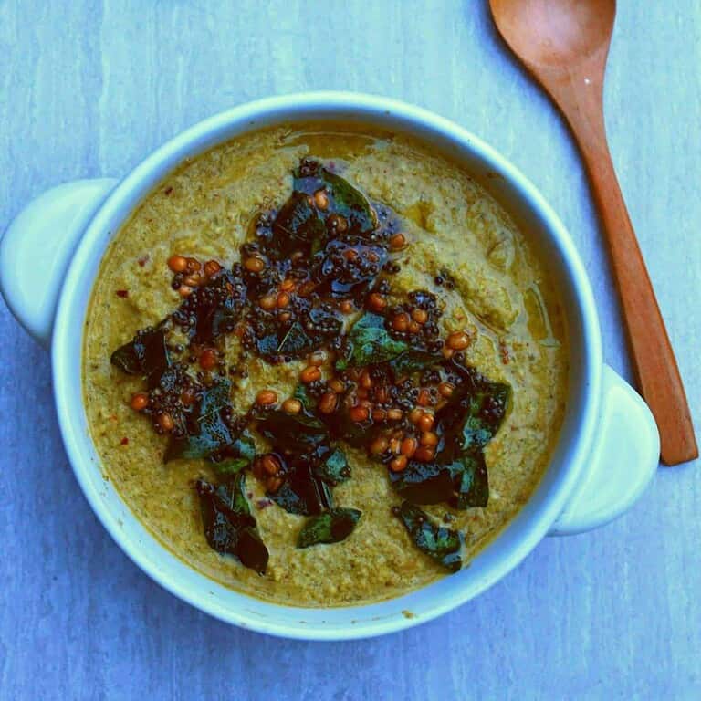 Karpooravalli chutney in a white bowl - Featured Image