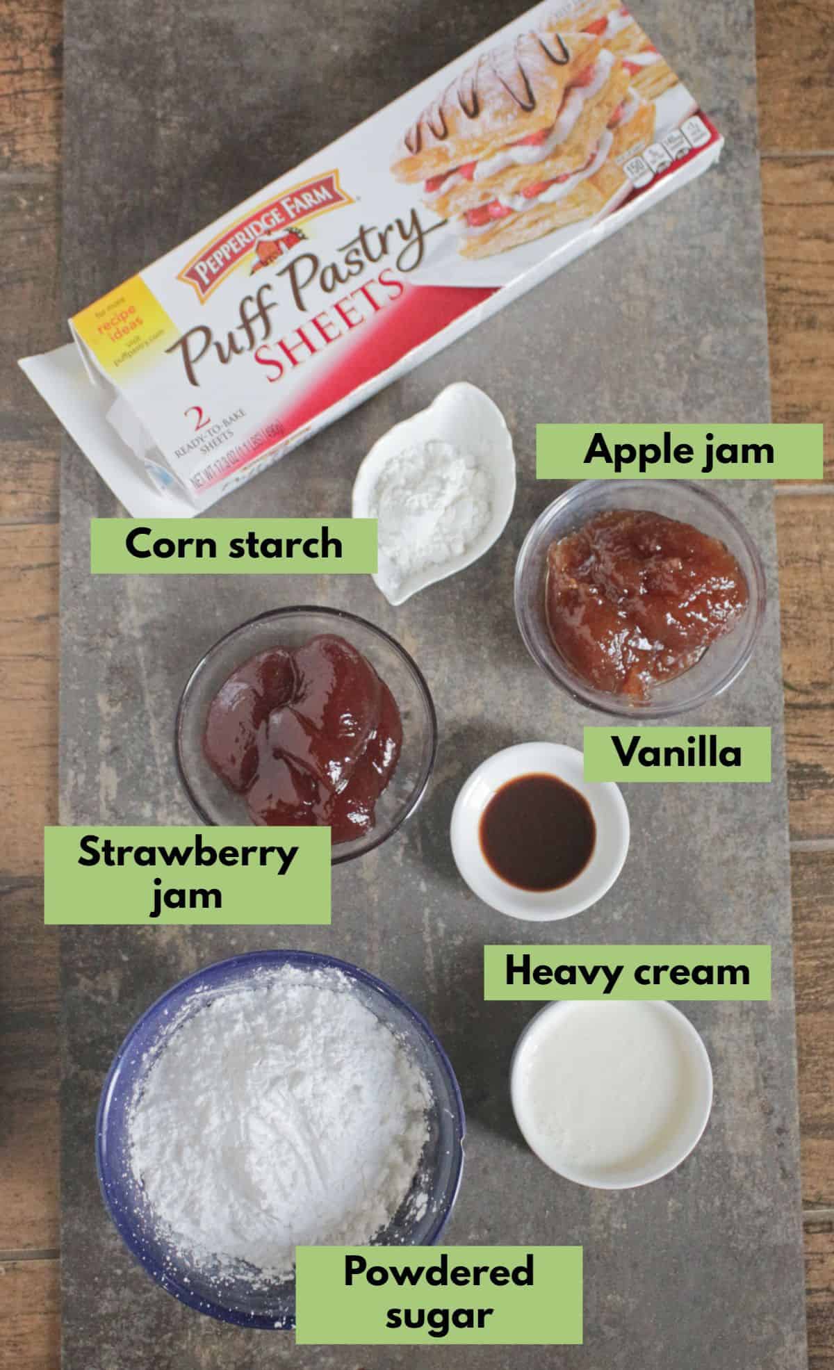 Ingredients needed to make toaster strudel.