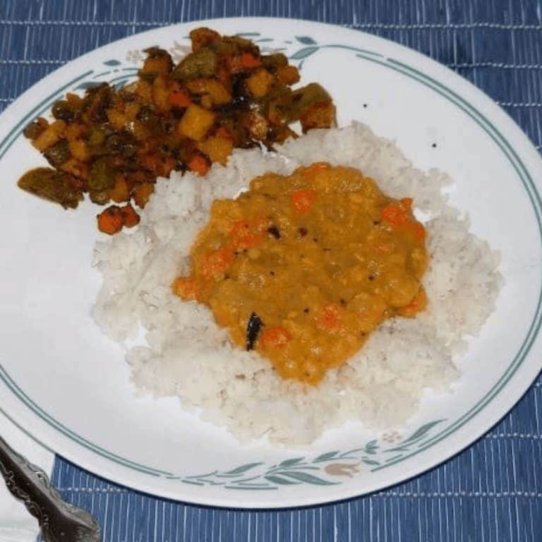 Chow Chow Carrot Kootu with Rice and curry - Feature Image